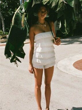 NWT Urban Outfitters white ruffle sleeveless dress with built in shorts